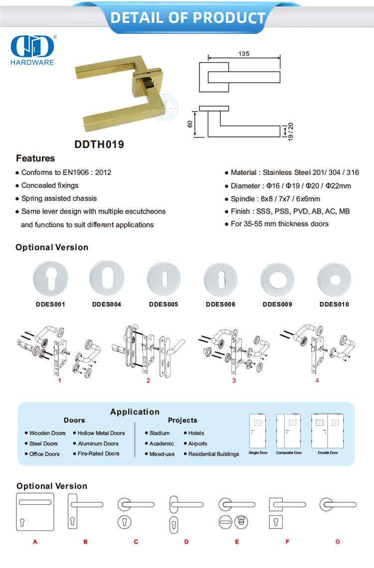 Golden Lever Handles Manijas de palanca doradas
