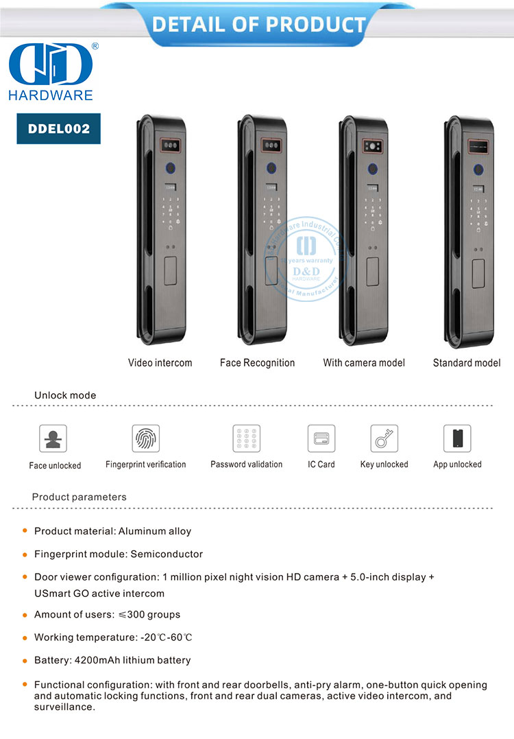 face intelligent door lock cerradura de puerta inteligente facial