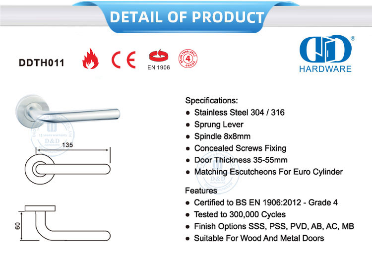 Stainless Steel Lever Handle Manija de palanca de acero inoxidable