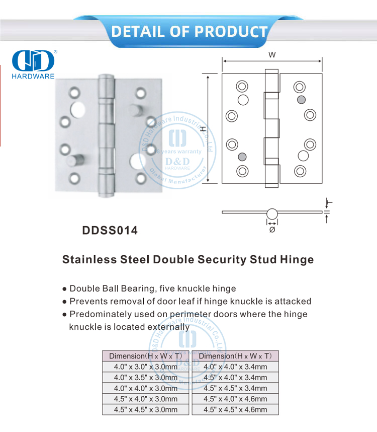 Ball Bearing Security Hinge Bisagra de seguridad con rodamiento de bolas