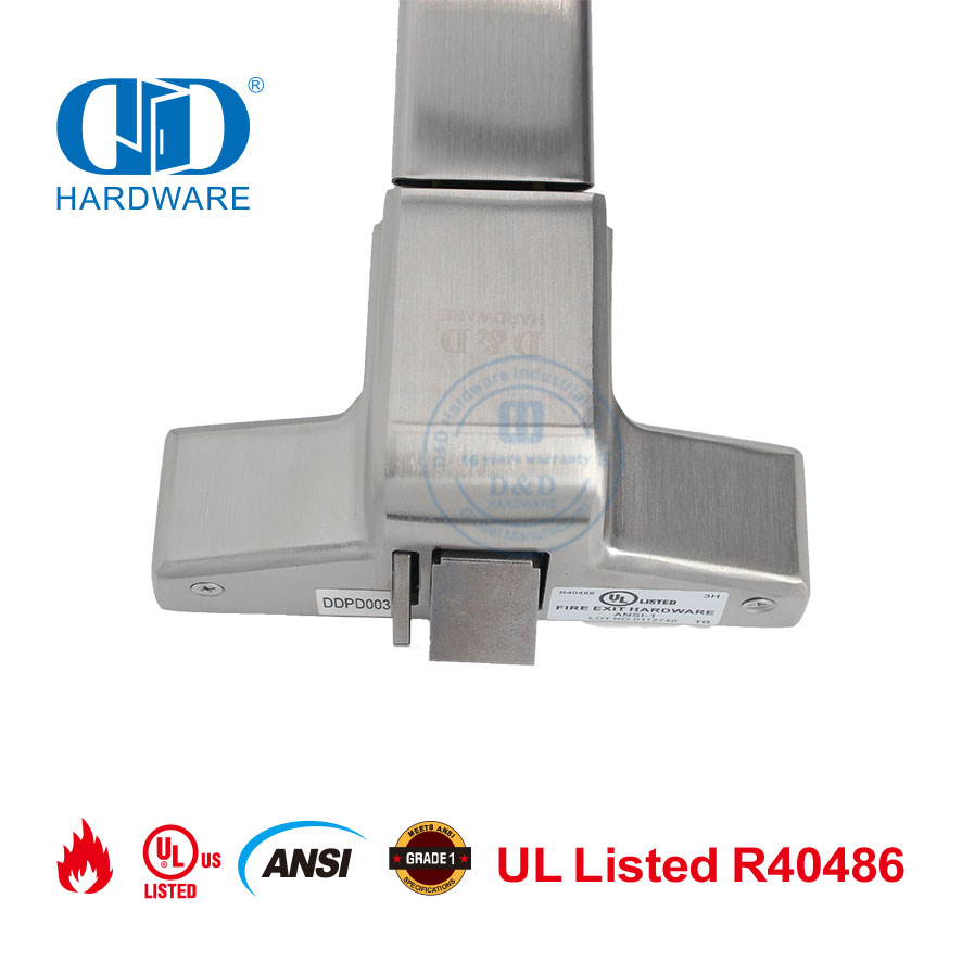 Dispositivo de salida de pánico con barra de empuje de pánico para puerta comercial con clasificación UL -DDPD003-SSS