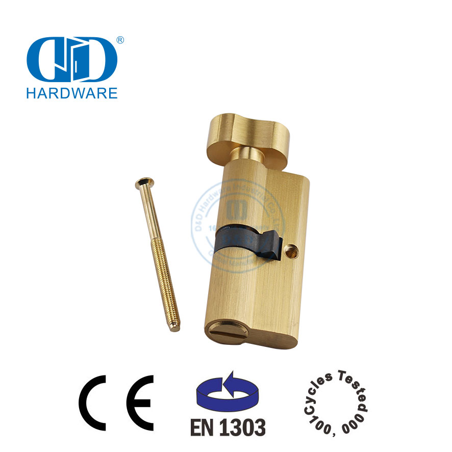 Cilindro de cerradura de embutir para baño de latón satinado con certificación EN 1303-DDLC007-70mm-SB