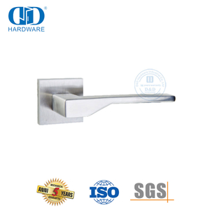 Manija de puerta de palanca sólida para edificio de apartamentos con roseta cuadrada de acero inoxidable-DDSH048-SSS