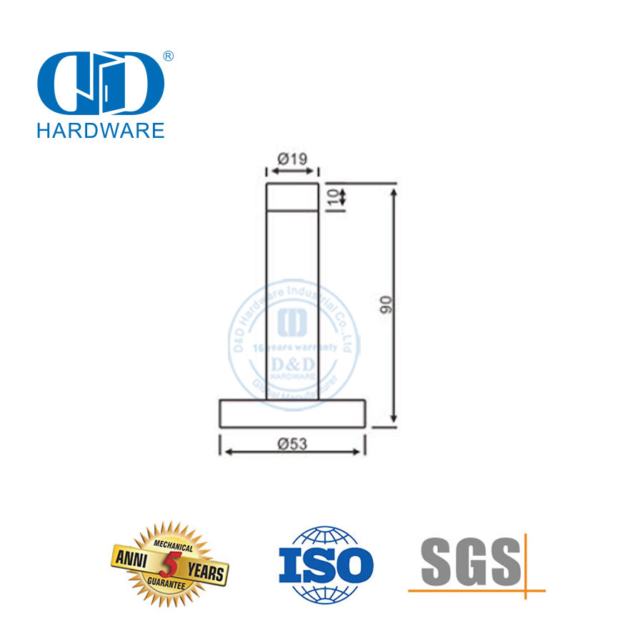 Tapón de puerta en forma de T de acero inoxidable para inodoro público para baño-DDDS016-SSS