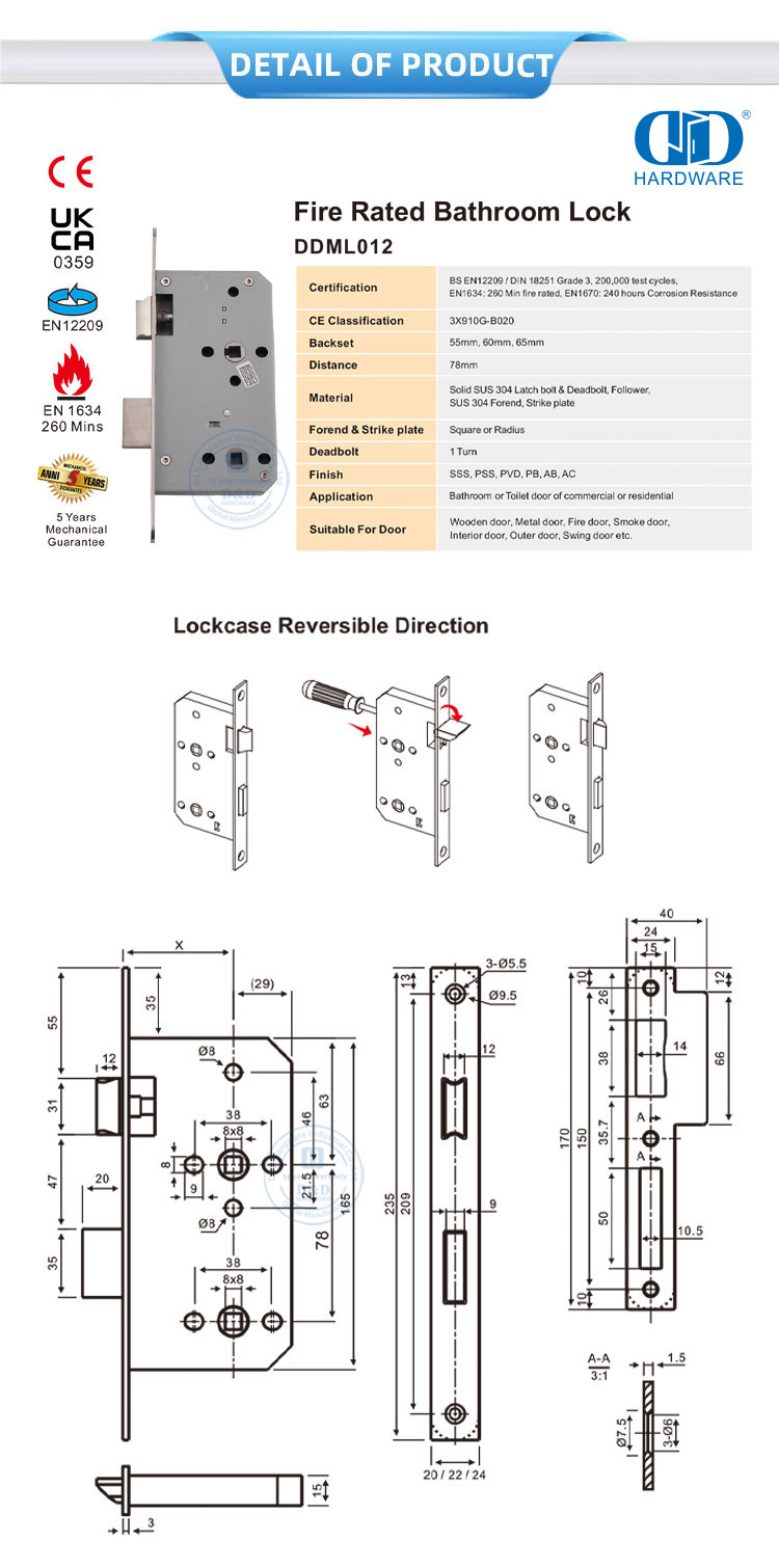 Cerradura de puerta de baño