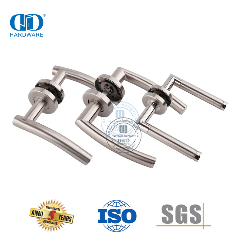 Accesorios de hardware para el hogar Manija de puerta de palanca de tubo de roseta cuadrada de acero inoxidable-DDTH044-SSS