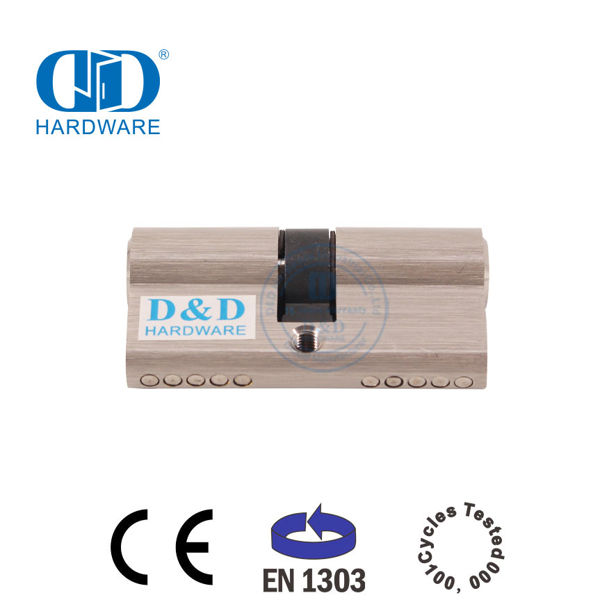 EN 1303 Cilindro de accesorios para cerradura de embutir de puerta de latón macizo de 60 mm-DDLC003-60mm-SN
