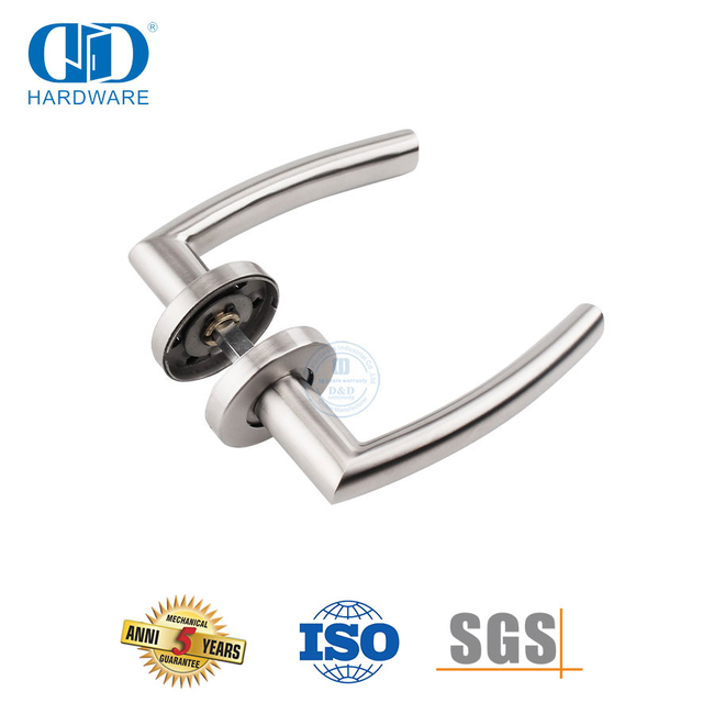 Manija de puerta de acero inoxidable de lujo con roseta para puerta de entrada-DDTH025-SSS