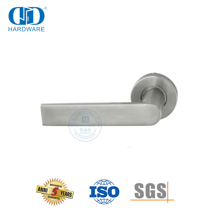 Manija de puerta con palanca de acero inoxidable 304 de curva única con roseta redonda-DDTH043-SSS