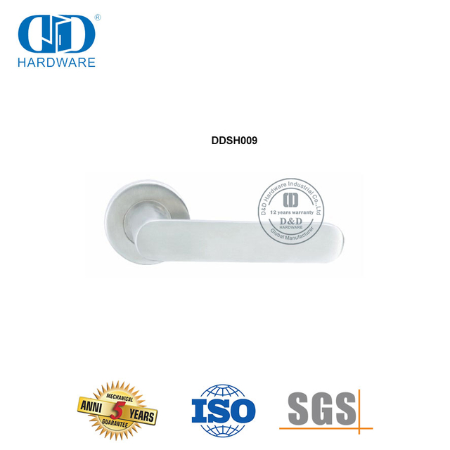 Accesorios para puertas de madera para edificios comerciales Manija de puerta sólida con acabado satinado-DDSH010-SSS