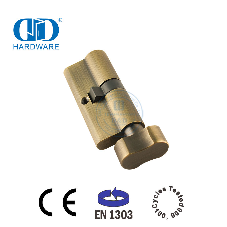 Cilindro de puerta de baño de perfil europeo EN 1303 de latón antiguo para cerradura de embutir-DDLC007-70mm-AB
