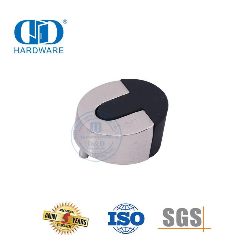 Herrajes para puertas de metal con acabado en cromo satinado, soporte para puerta redonda de piso-DDDS006-SC