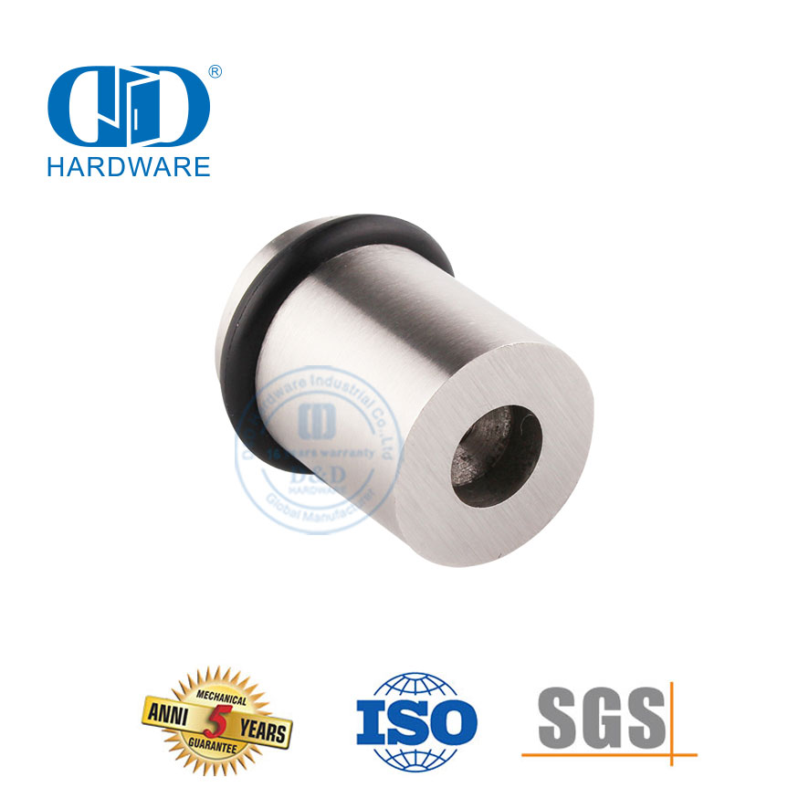 Herrajes para puertas de hospital Soporte de tope de puerta de acero inoxidable satinado de caucho negro-DDDS011-SSS