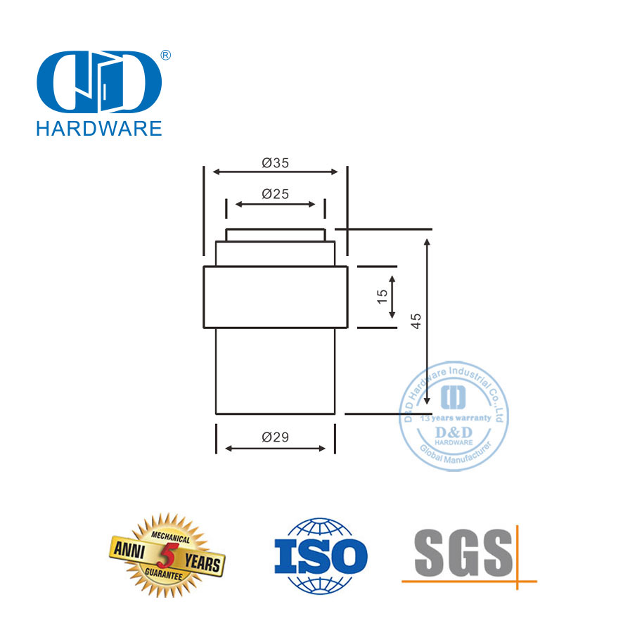 Tope de puerta de aleación de zinc de acero inoxidable negro mate para piso-DDDS009-MB