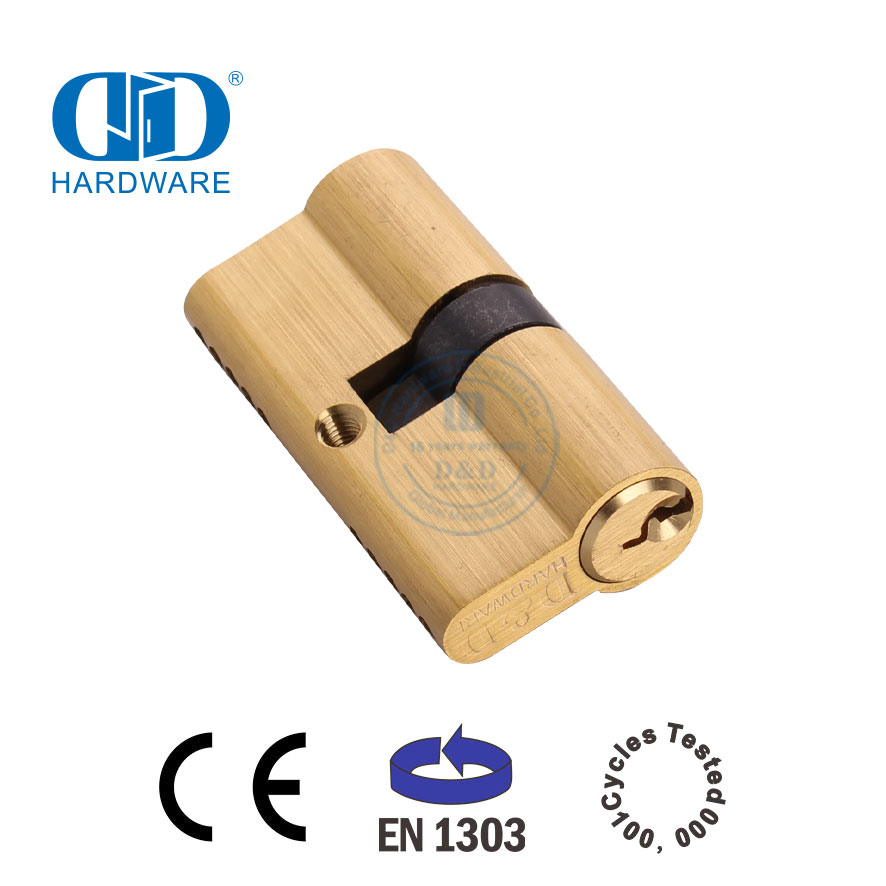 EN 1303 Cilindro de cerradura abierta de doble cara de perfil europeo dorado-DDLC003-60mm-SB