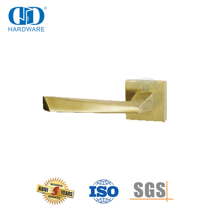 Manija de puerta sólida tubular triangular de acero inoxidable con acabado de latón satinado-DDSH056-SB