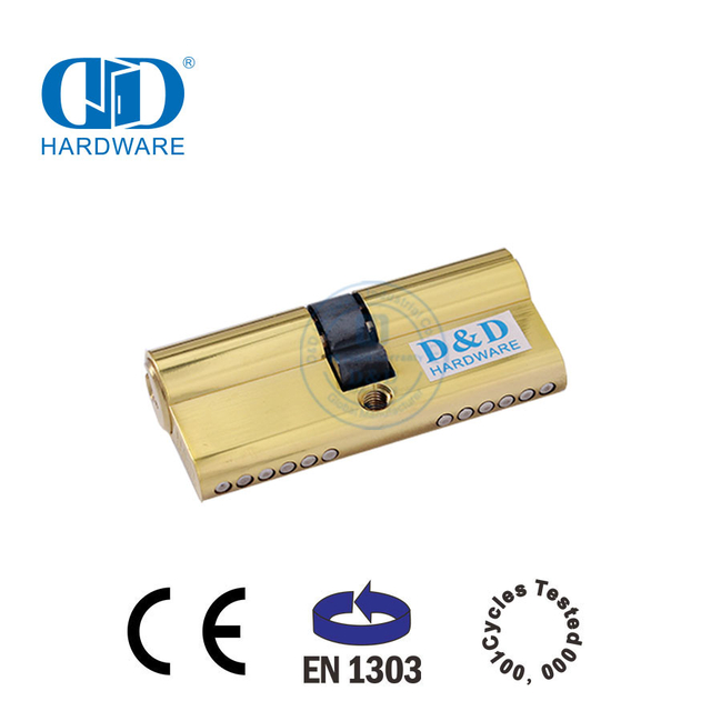 EN 1303 Cilindro de cerradura con doble llave de latón pulido para puerta de madera-DDLC003-60mm-PB