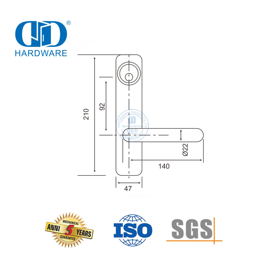Embellecedor de palanca de escudo de acero inoxidable 304 de buena calidad para puerta comercial-DDPD014-SSS