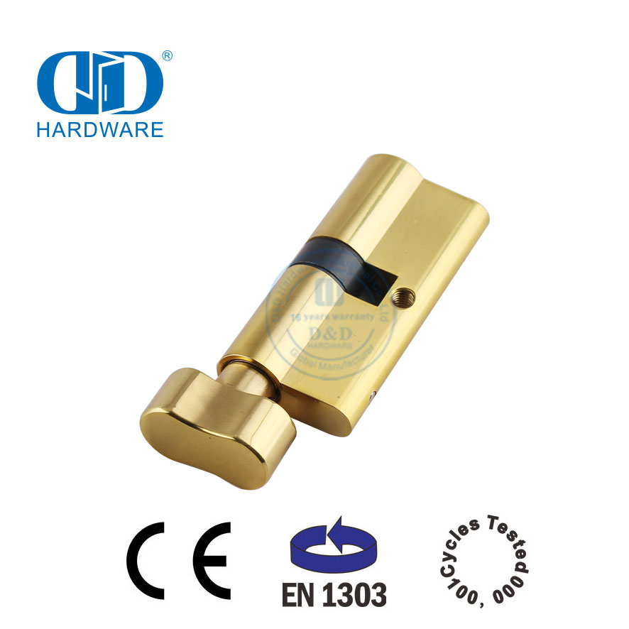 Cilindro de cerradura de puerta de baño de estilo europeo EN 1303 de latón pulido-DDLC007-70mm-PB