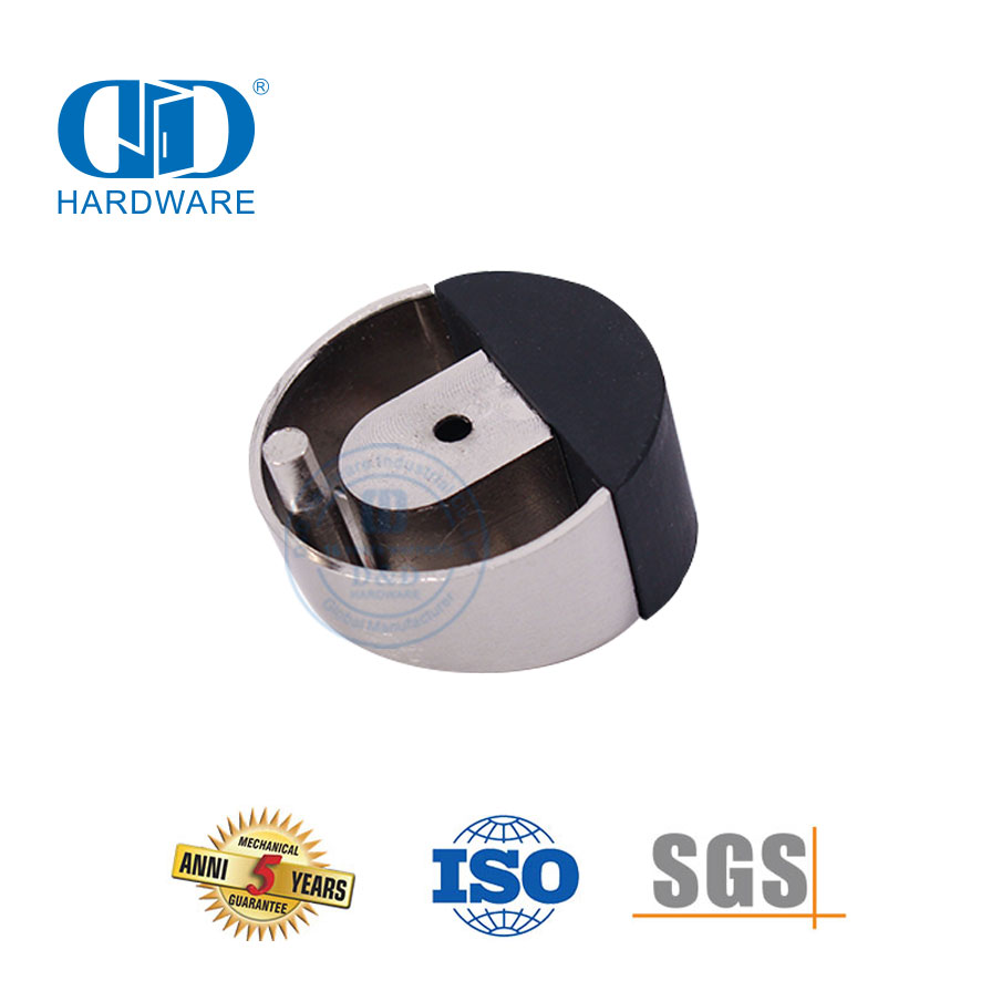Herrajes para puertas de metal con acabado en cromo satinado, soporte para puerta redonda de piso-DDDS006-SC