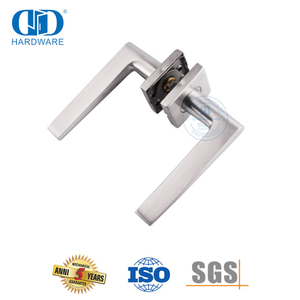 Manija comercial plateada con roseta cuadrada de acero inoxidable 304 para puerta de entrada-DDSH037-SSS