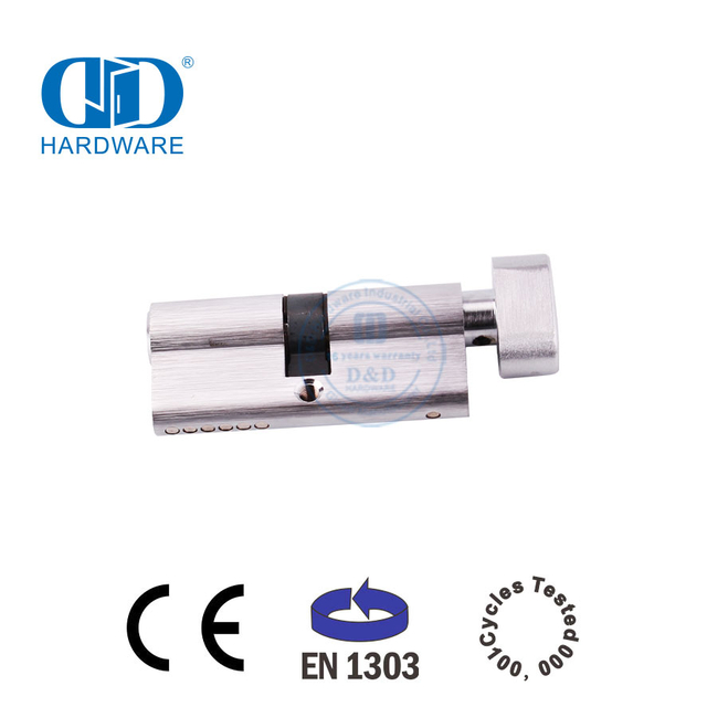 EN 1303 Cilindro de cerradura con giro de pulgar en cromo satinado con llave-DDLC004-70mm-SC