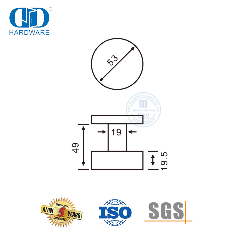 Perilla de manija de puerta redonda sólida de acero inoxidable para puerta externa-DDSH039-SSS