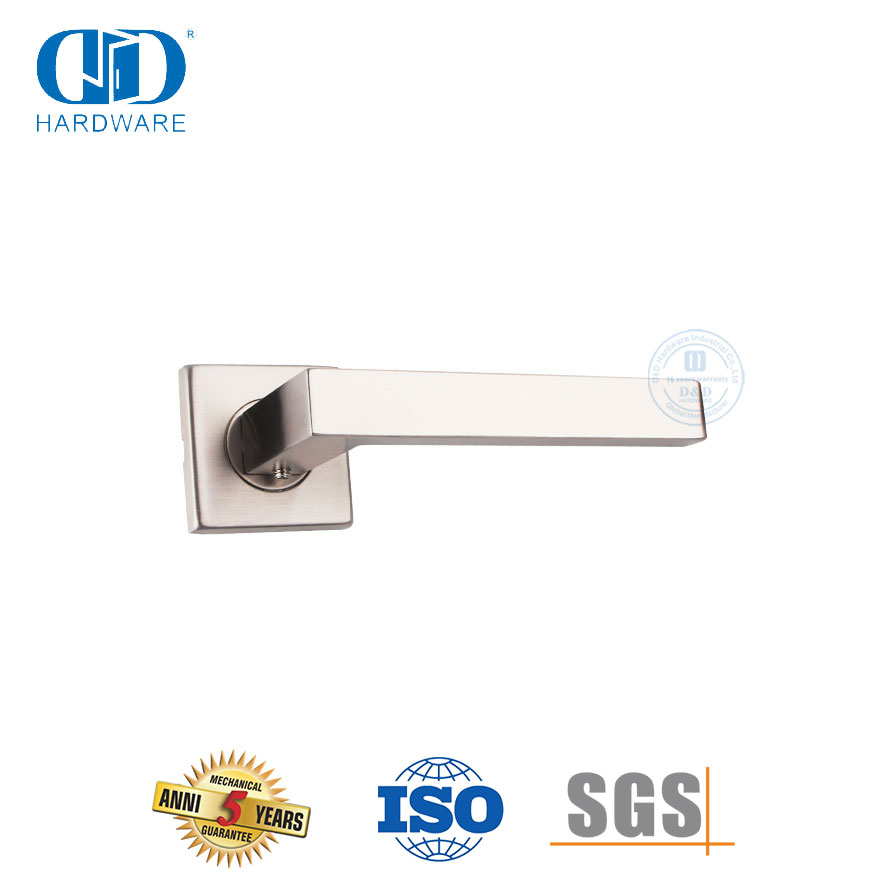 Herrajes para puertas de pasillo de paso, manijas de palanca cuadradas con acabado satinado-DDTH020-SSS