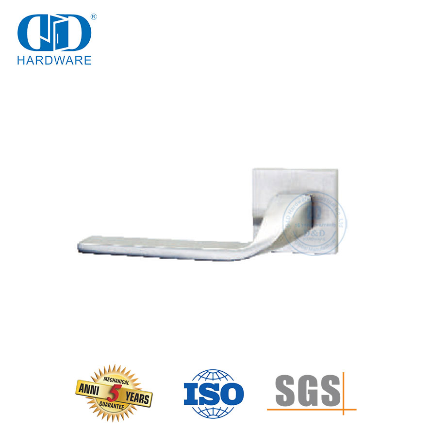 Manija de puerta de palanca sólida con roseta cuadrada de acero inoxidable con simplicidad-DDSH055-SSS