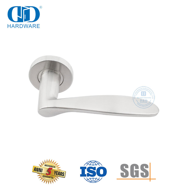 Manija de palanca sólida tubular para baño de hotel de acero inoxidable para puerta de madera-DDSH001-SSS