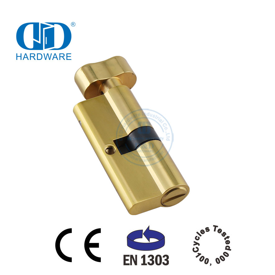 Cilindro de cerradura de puerta de baño de estilo europeo EN 1303 de latón pulido-DDLC007-70mm-PB