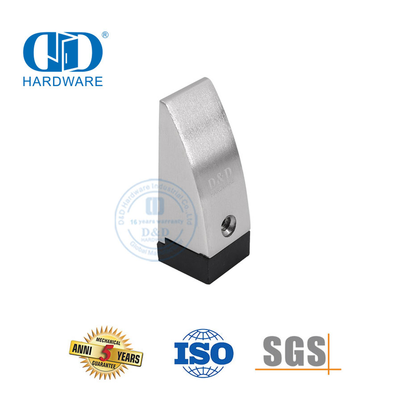 Tope de puerta triangular de níquel satinado Tope de goma negro montado en el piso-DDDS013-SN