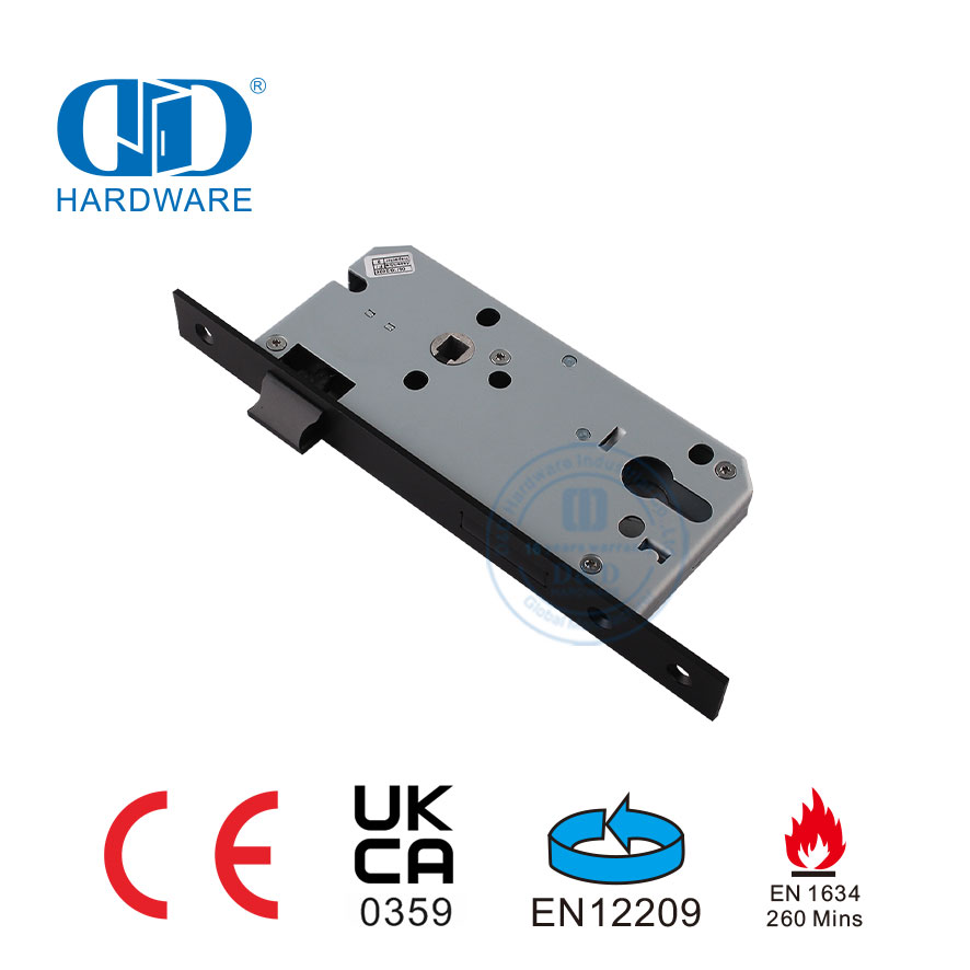 Cerradura de marco resistente al fuego con certificación CE de acero inoxidable negro mate-DDML009-5572-MB