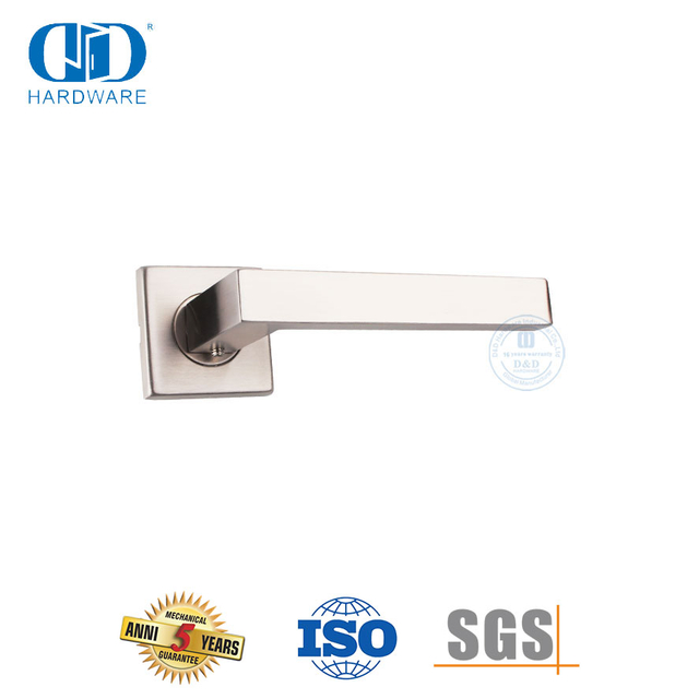 Herrajes para puertas de pasillo de paso, manijas de palanca cuadradas con acabado satinado-DDTH020-SSS