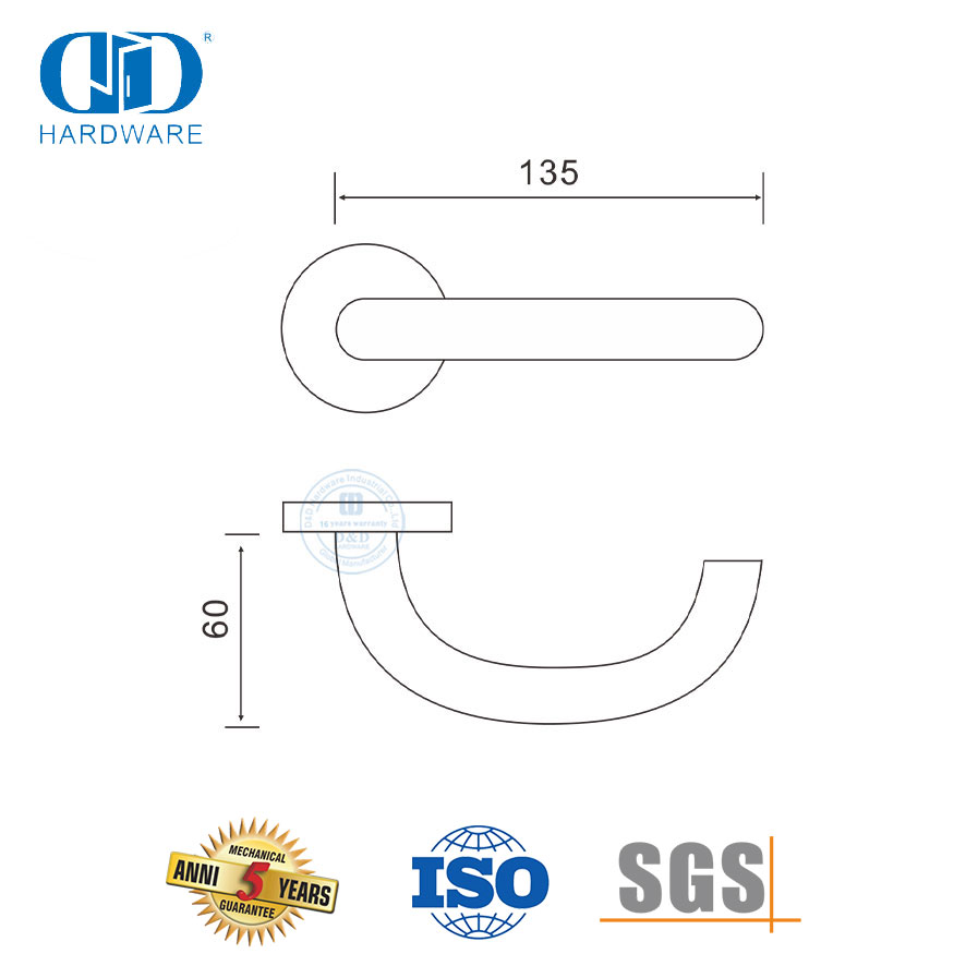 Manijas de palanca tubulares de herrajes para puertas de paso de alto grado de acero inoxidable-DDTH014-SSS