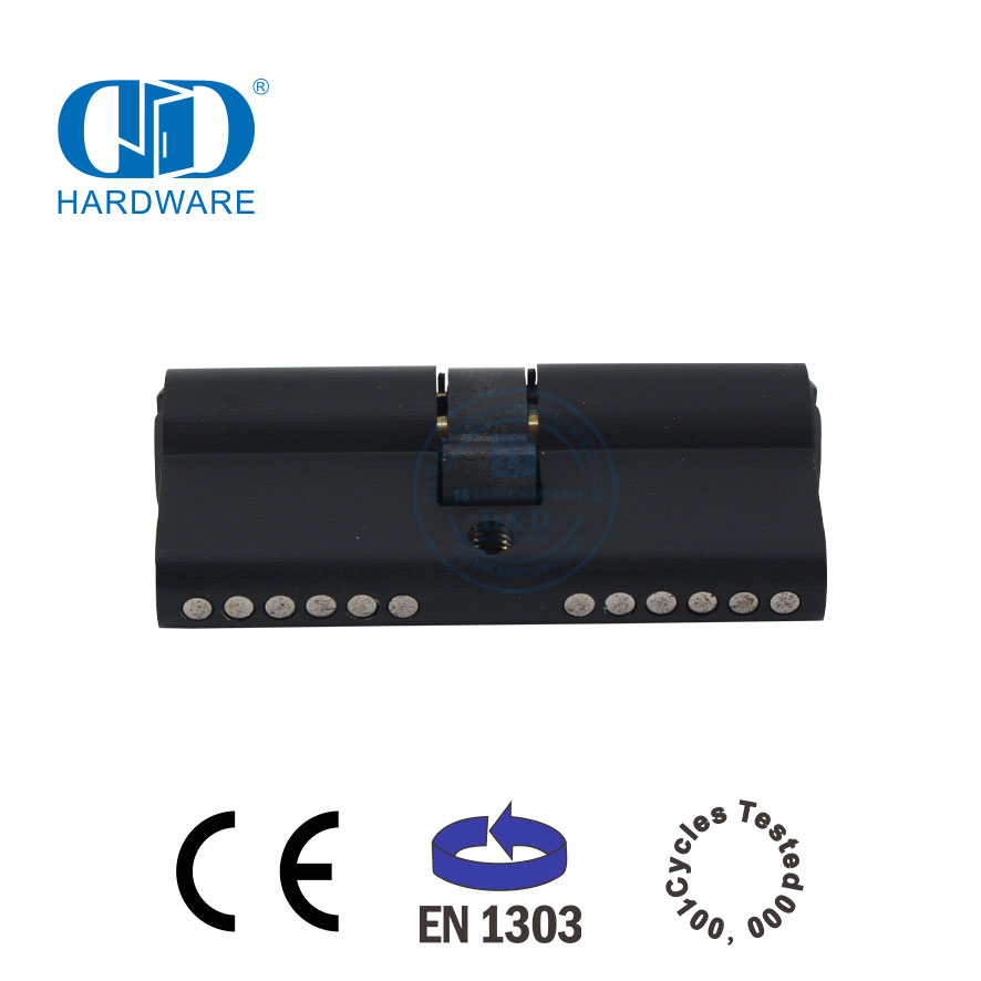 Cilindro abierto doble negro mate estándar europeo para edificios comerciales-DDLC003-65mm-MB