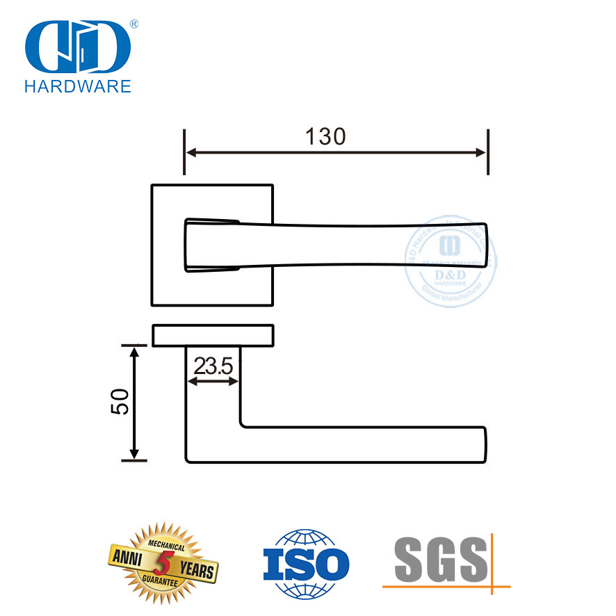 Manija de palanca de puerta exterior sólida de seguridad de acero inoxidable 304 para puerta de madera-DDSH059-SSS