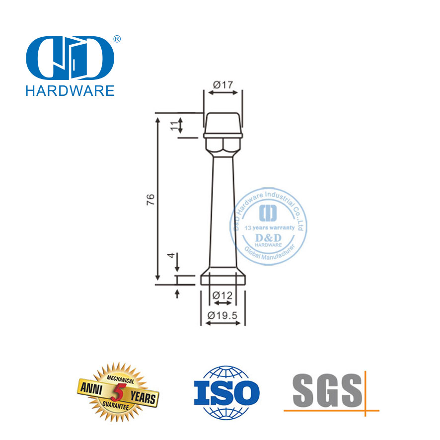 Herrajes para puertas montadas en la pared Soporte para tapón de puerta para tubos SS 304-DDDS015-SSS
