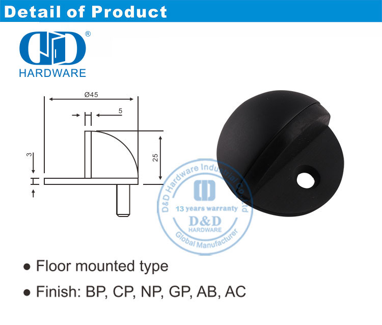 Tope de puerta hemisf&eacute;rico