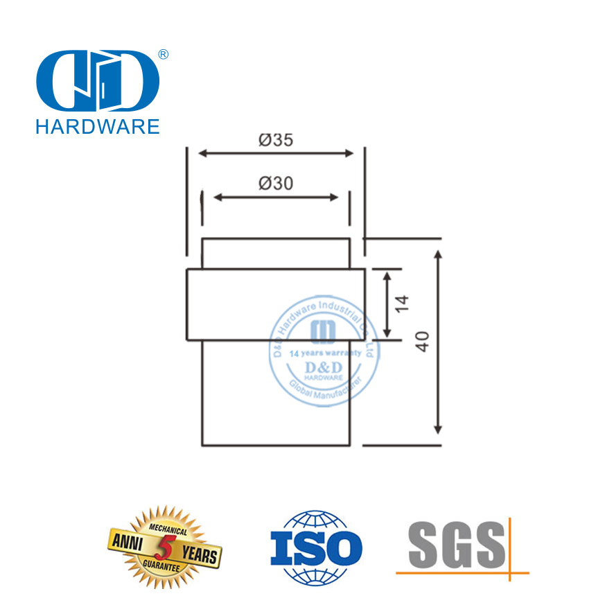 Soporte de tope de puerta de hardware de puerta de seguridad de acero inoxidable para piso-DDDS010-SSS