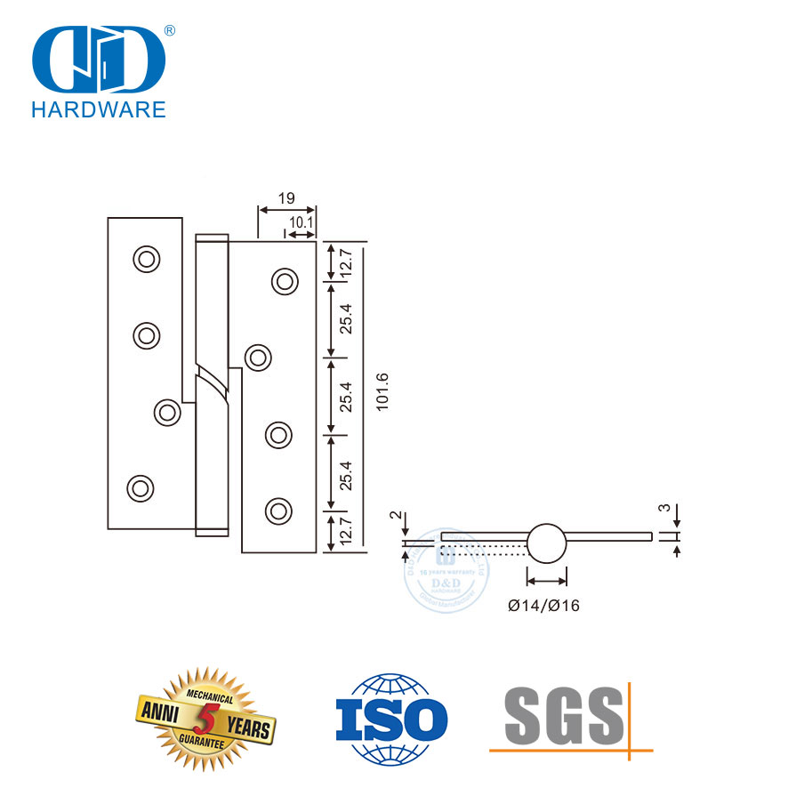 Bisagra descendente de acero inoxidable con herrajes para puertas de metal de alta calidad-DDSS017