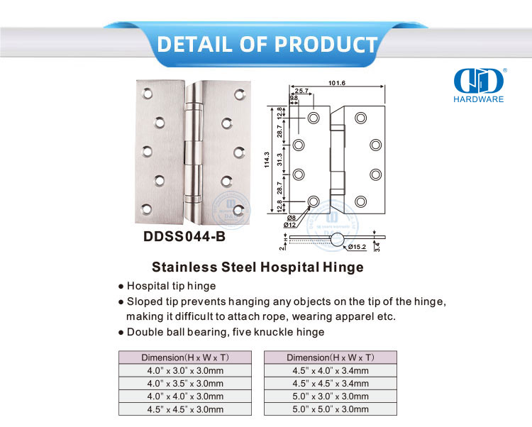 Bisagra de puerta para proyecto hospitalario