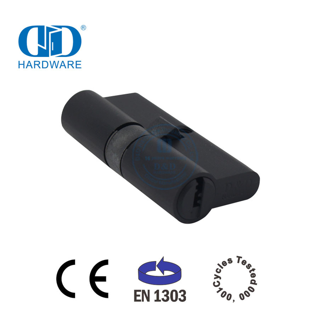 Cilindro abierto doble negro mate estándar europeo para edificios comerciales-DDLC003-65mm-MB