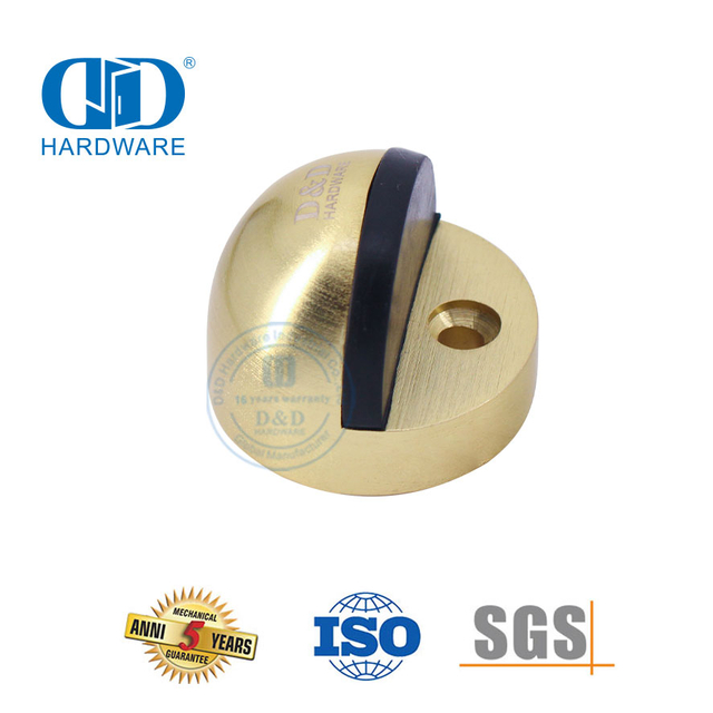 Herrajes para puertas de aleación de zinc Tope de puerta dorado montado en el piso de latón satinado-DDDS002-SB