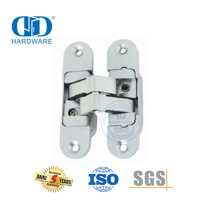 Bisagra de puerta de aleación de zinc invisible de ajuste oculto de plata 3D-DDCH009