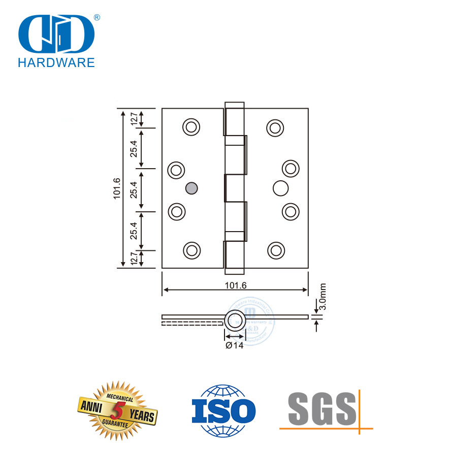 Bisagra de seguridad única de hardware de puerta de metal de acero inoxidable de uso amplio-DDSS015