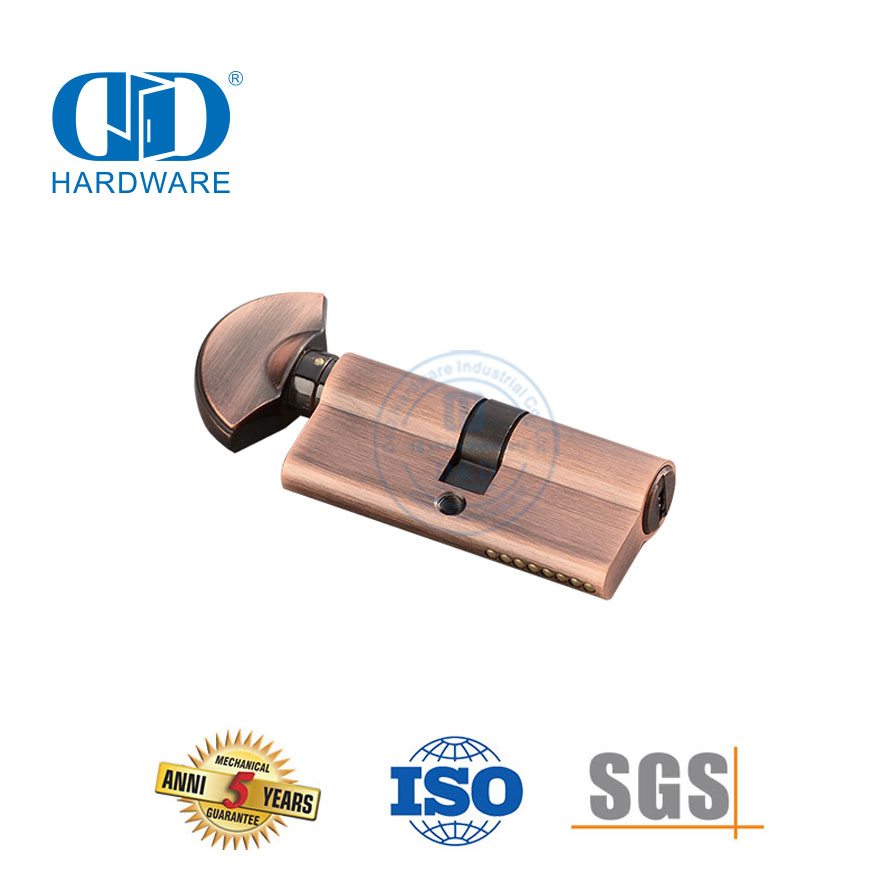 Cilindro giratorio de pulgar estilo europeo de latón macizo de calidad para puerta de dormitorio-DDLC005-70mm-SN