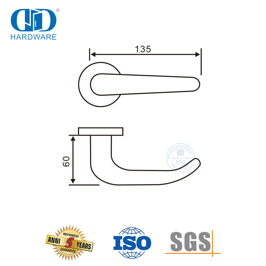 Manija de palanca de acero inoxidable Manija de puerta delantera de entrada de tubo hueco-DDTH033-SSS