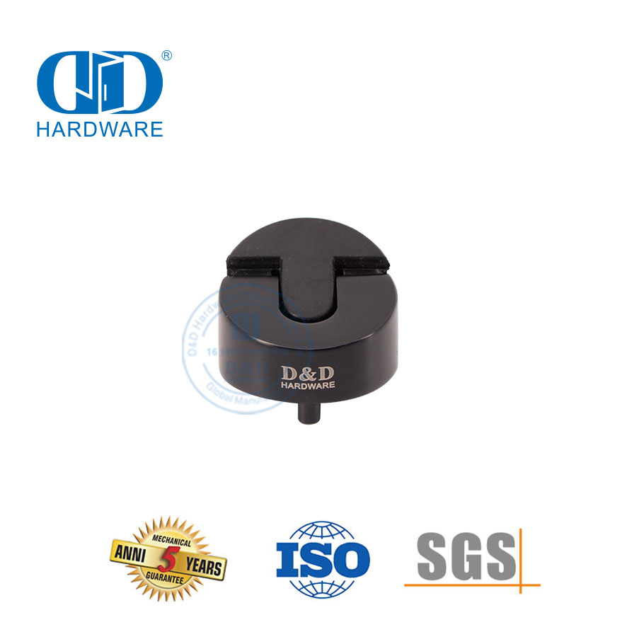 Tope de puerta de tiro de goma tipo montado en el piso negro mate de acero inoxidable 304-DDDS006-MB