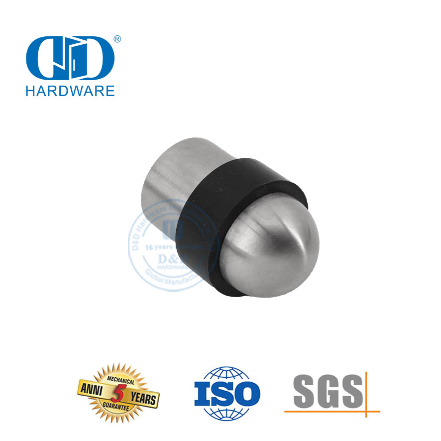 Tope de puerta montado en el piso con acabado satinado de hardware de construcción comercial para Hotel-DDDS008